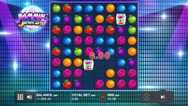 Игровое поле Jammin Jars 8x8 с кластерными выплатами