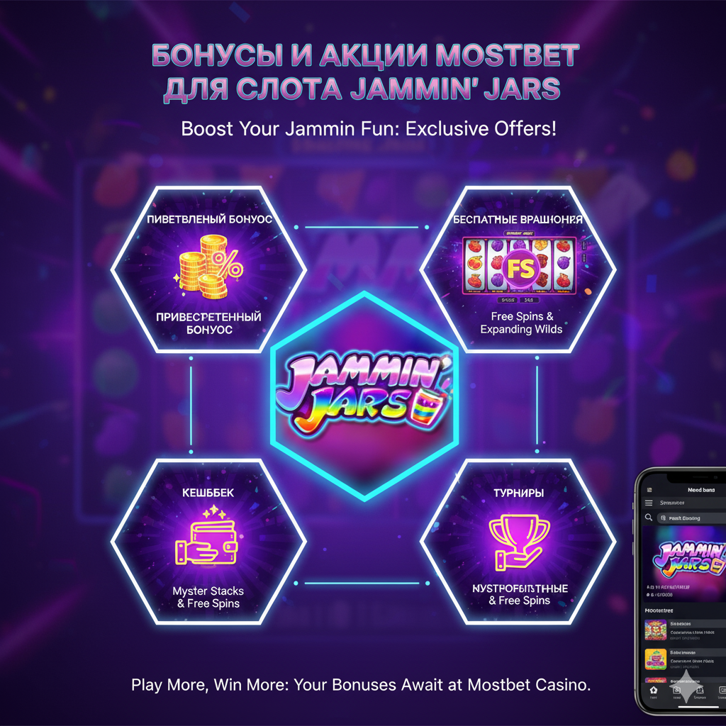 Бонусы и акции Mostbet для слота Jammin Jars