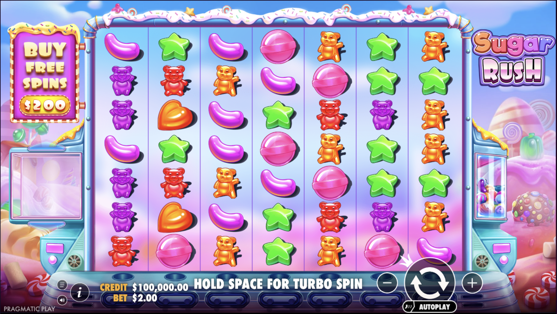 Sugar Rush символдары мен төлемдер кестесі кәмпиттермен
