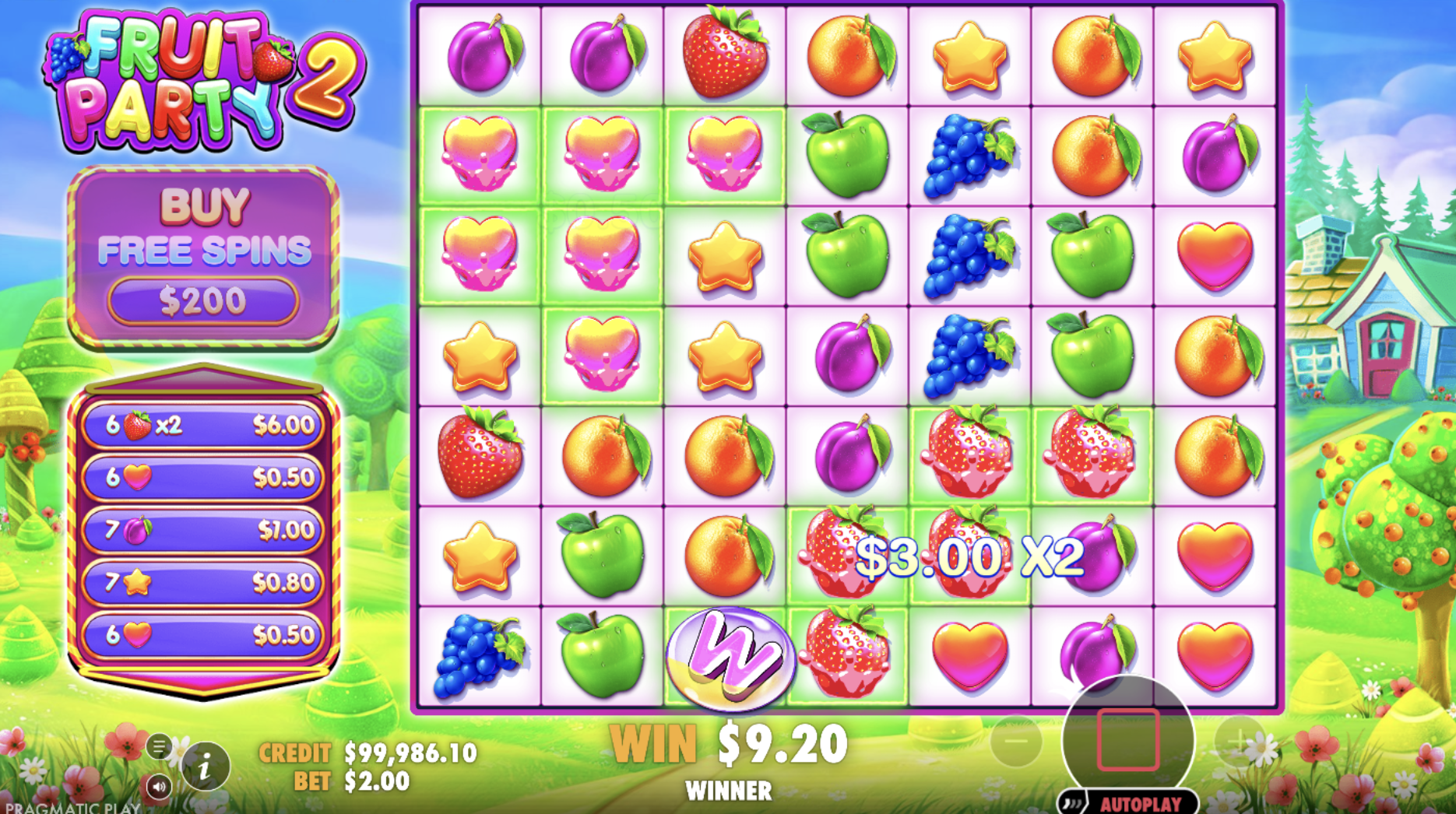 Fruit Party 2-де липкий Wild символдарымен тегін айналдырулар