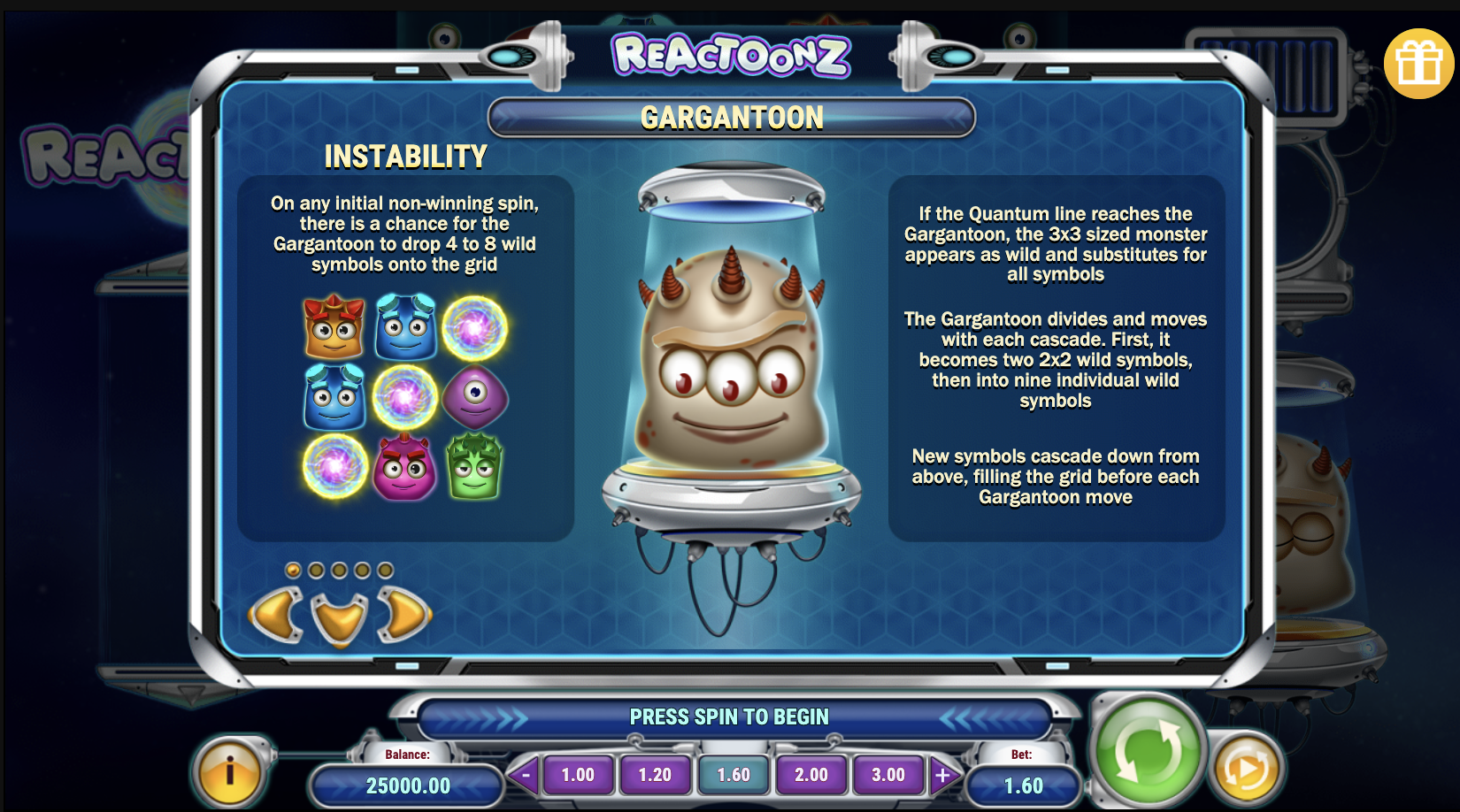 Reactoonz-тағы квантовый функциялар және энергия метрлері