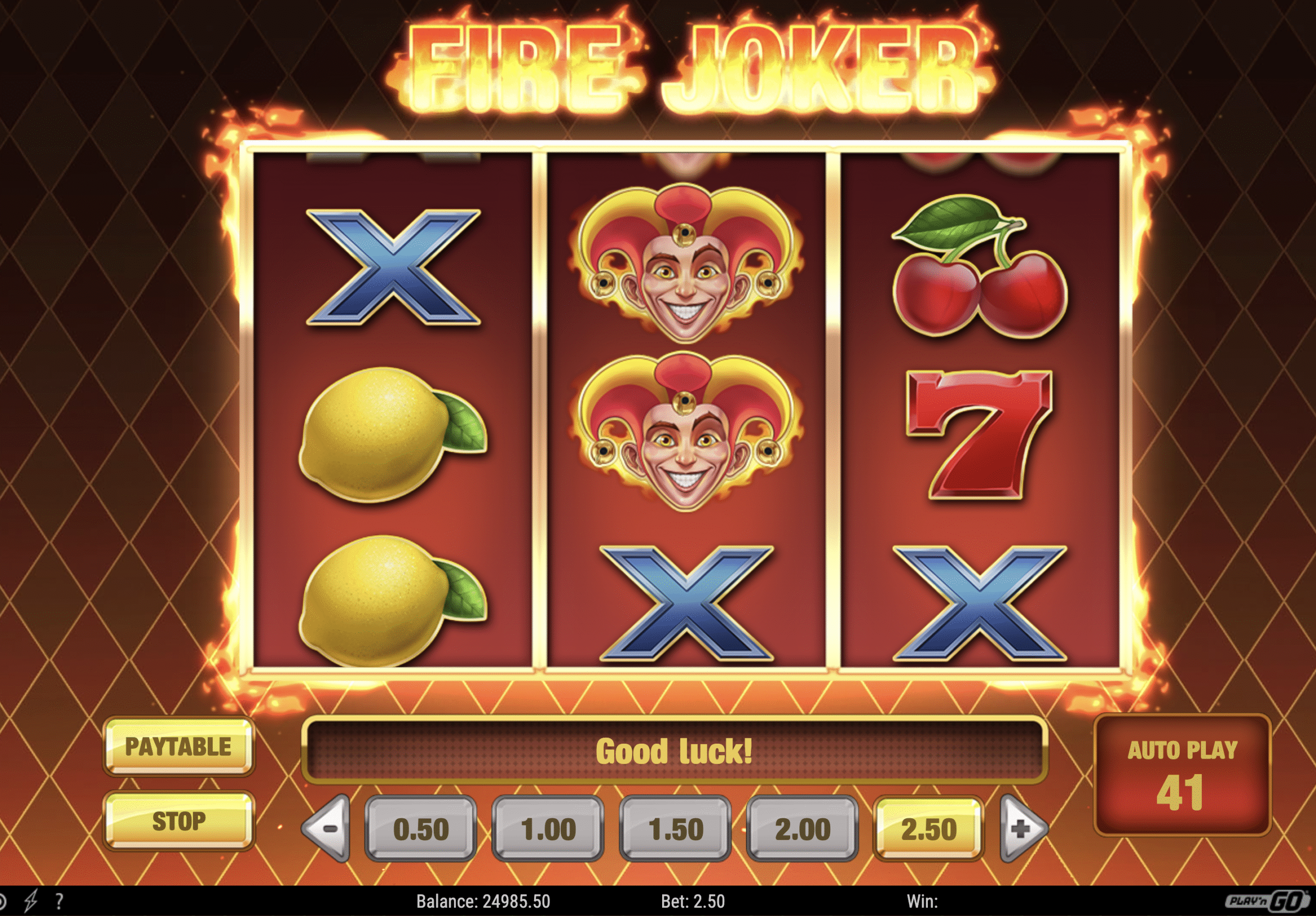 Fire Joker mobile version for smartphones with a 3x3 grid