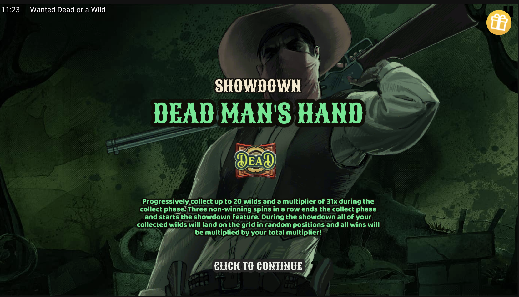 Risky game feature in the Wanted slot