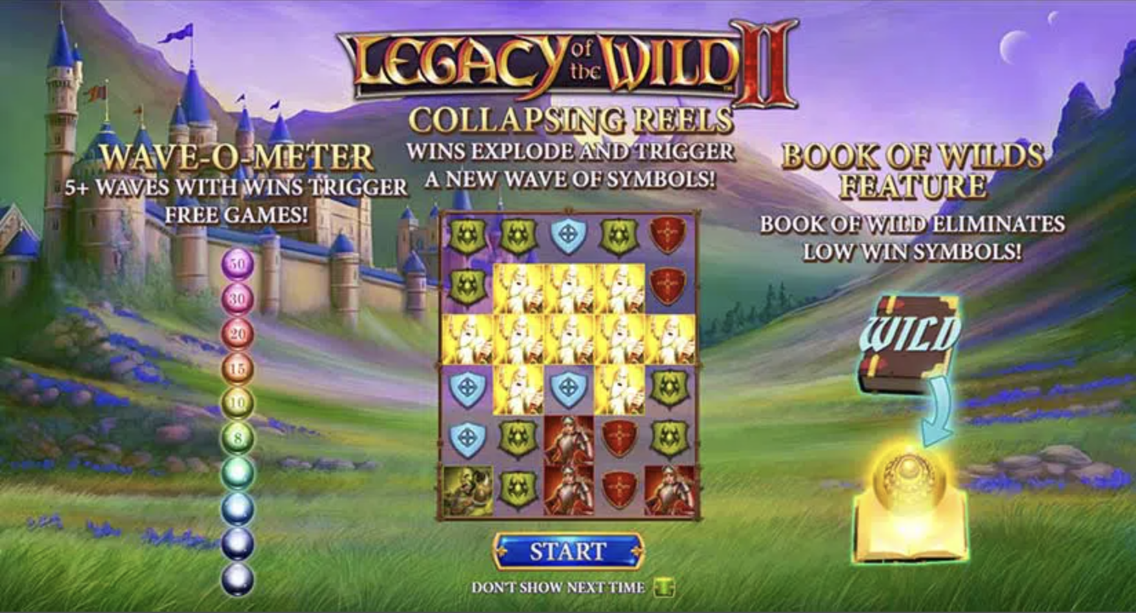 Legacy of the Wild 2 slot interface with a nature theme from Playtech