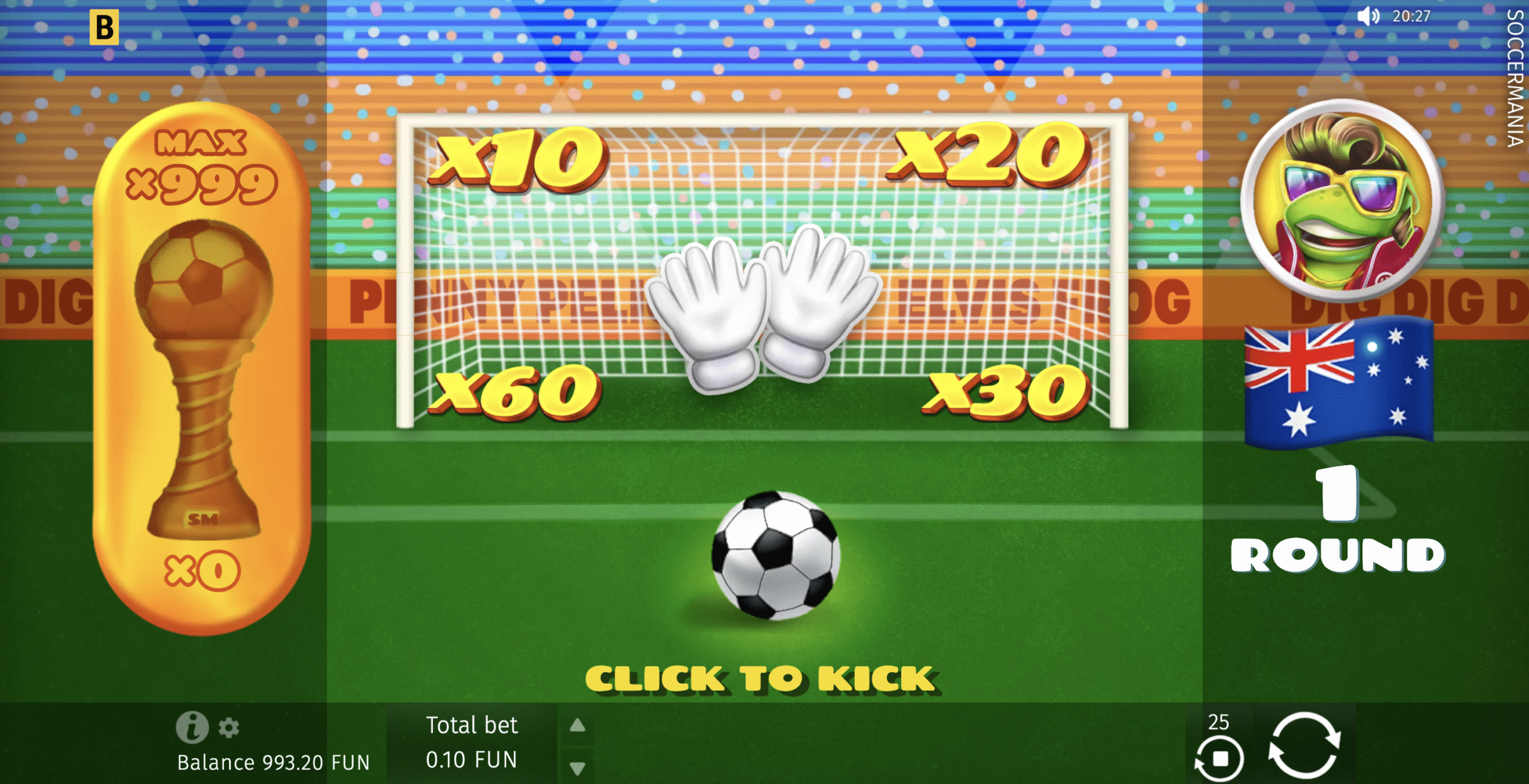 Soccermania demo mode on Mostbet for practice