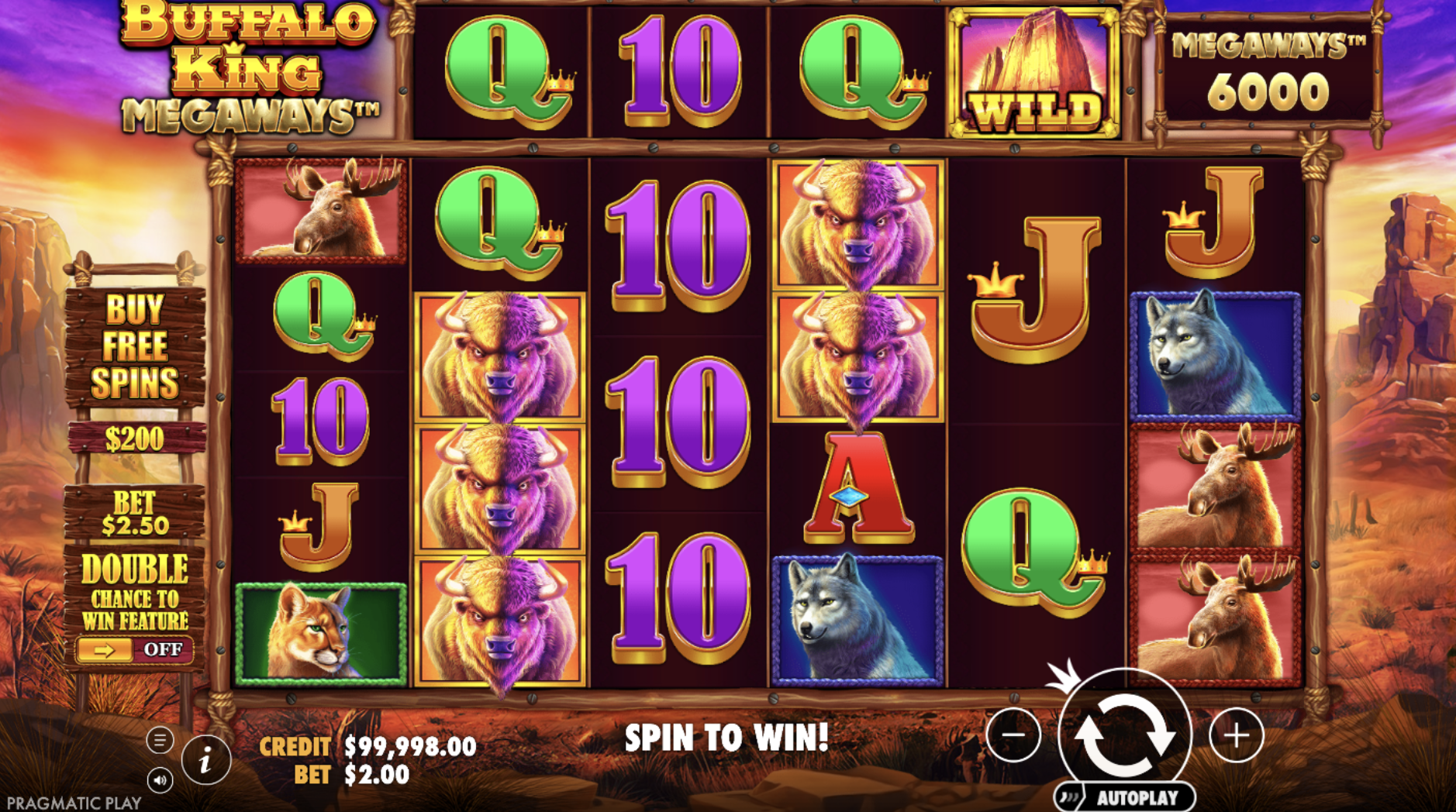 Buffalo King Megaways free spins bonus round on Mostbet