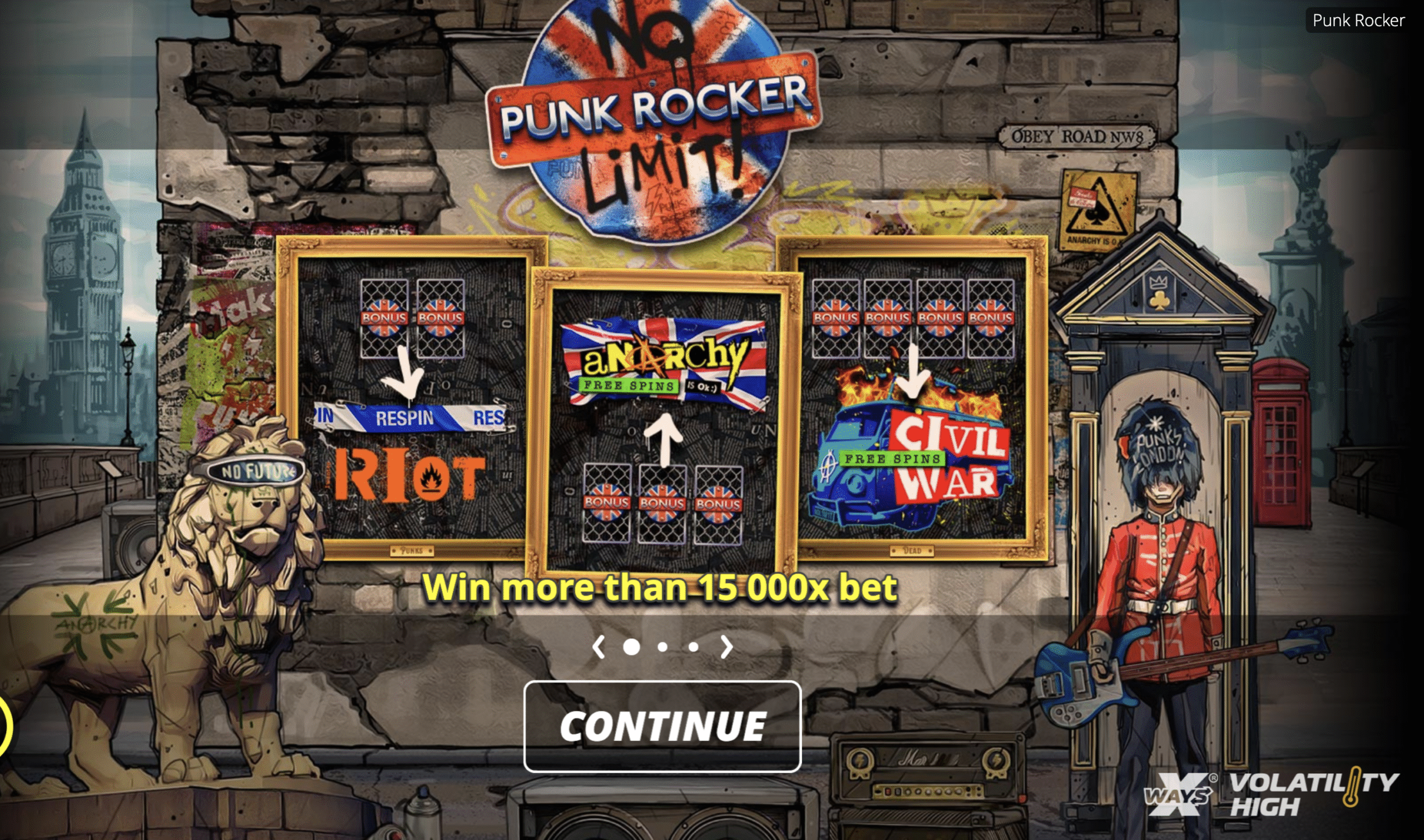 Punk Rocker slot machine Nolimit City slot interface