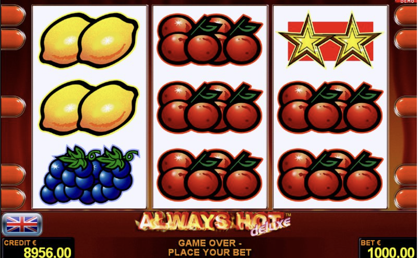 Always Hot Deluxe слотындағы Gamble функциясының интерфейсі