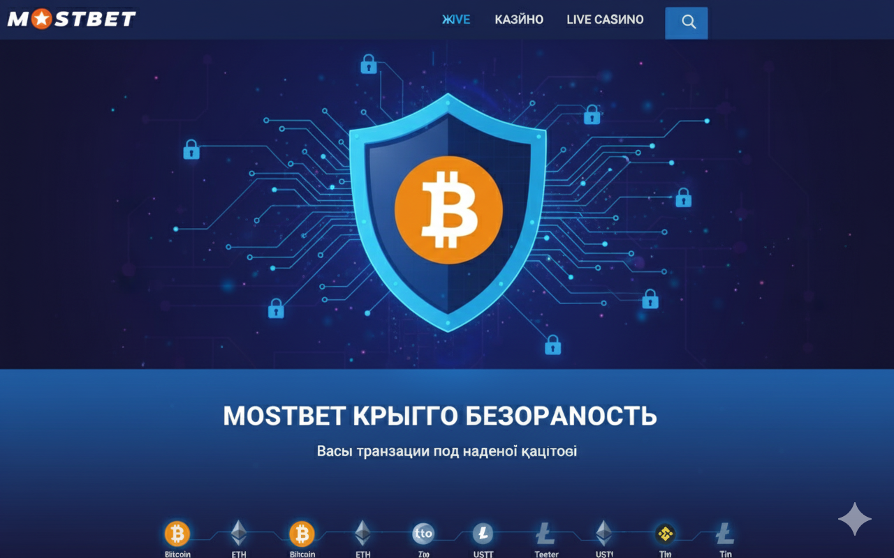 Создай мне картинку для продуктового сайта на тему безопасность криптовалютных операций mostbet