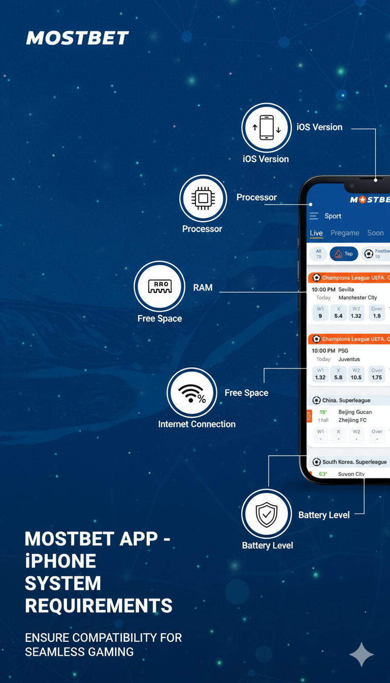 Системные требования для установки Mostbet на iPhone