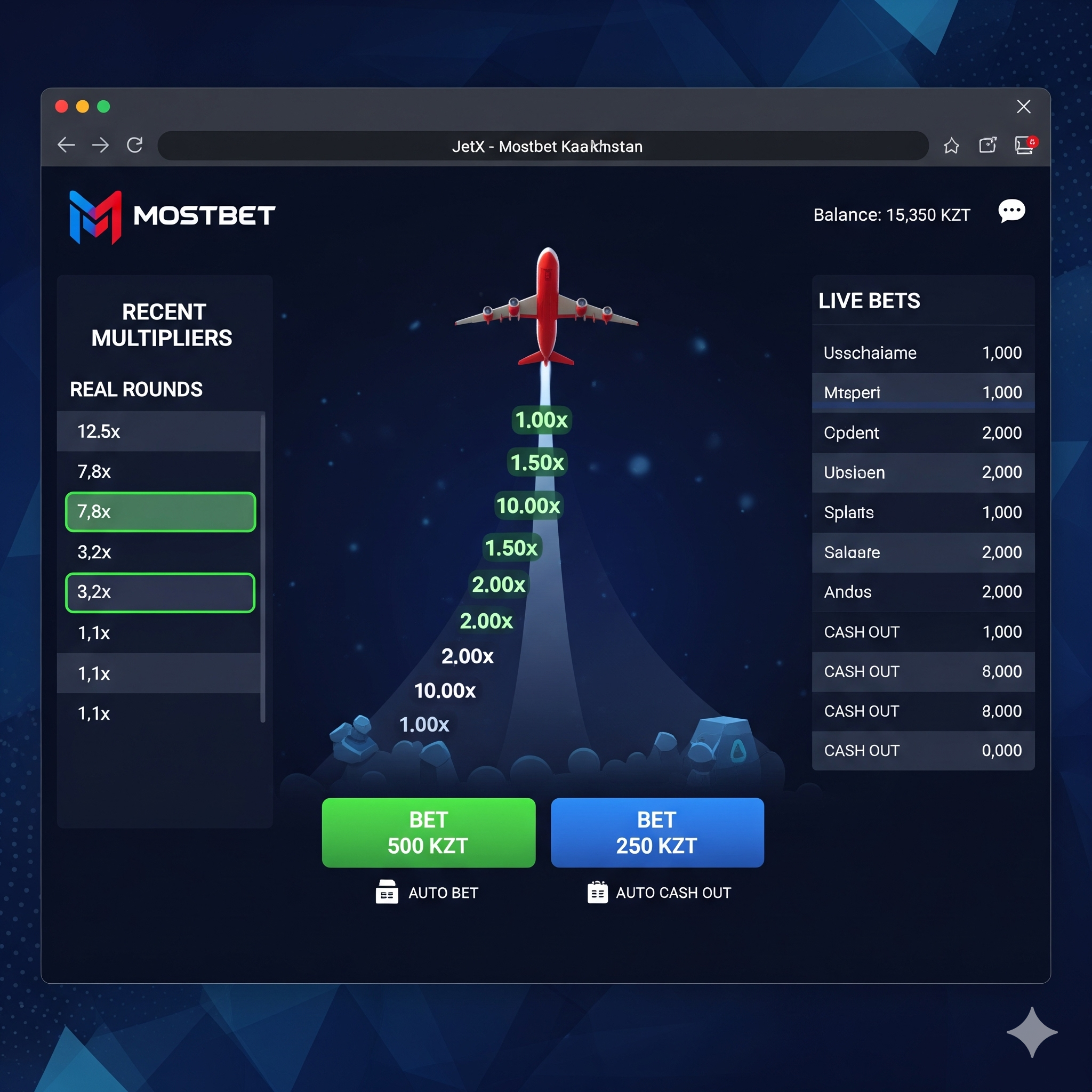 JetX на платформе Mostbet