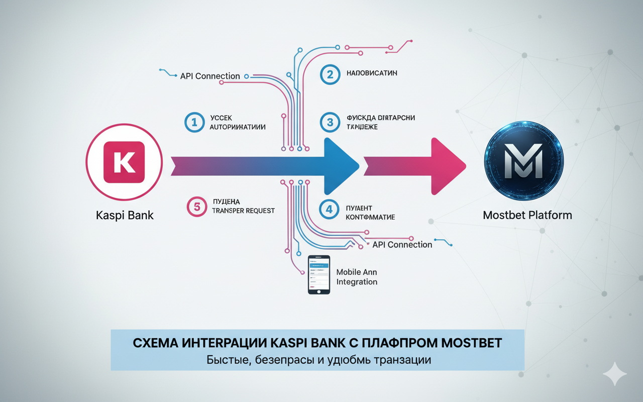Kaspi Bank Integration Diagram with the Mostbet Platform