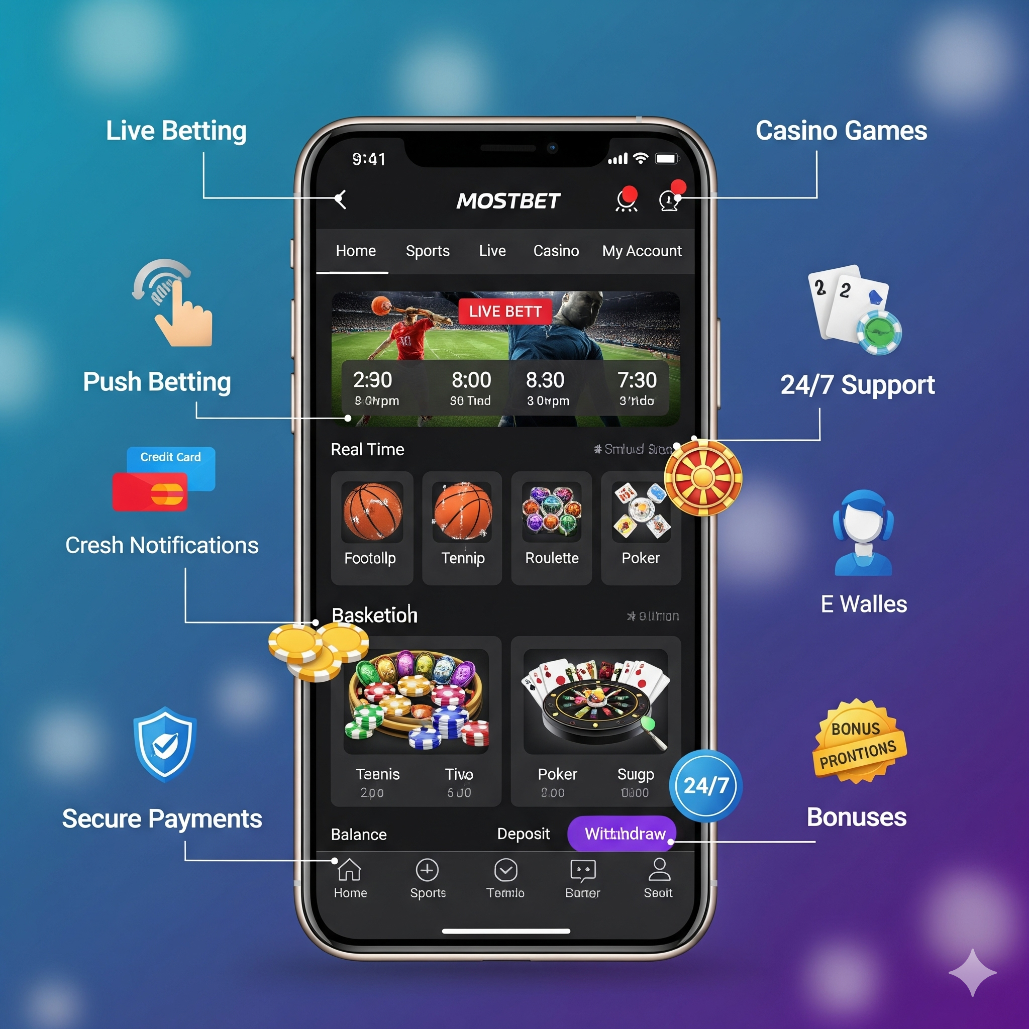 Функции мобильного приложения Mostbet