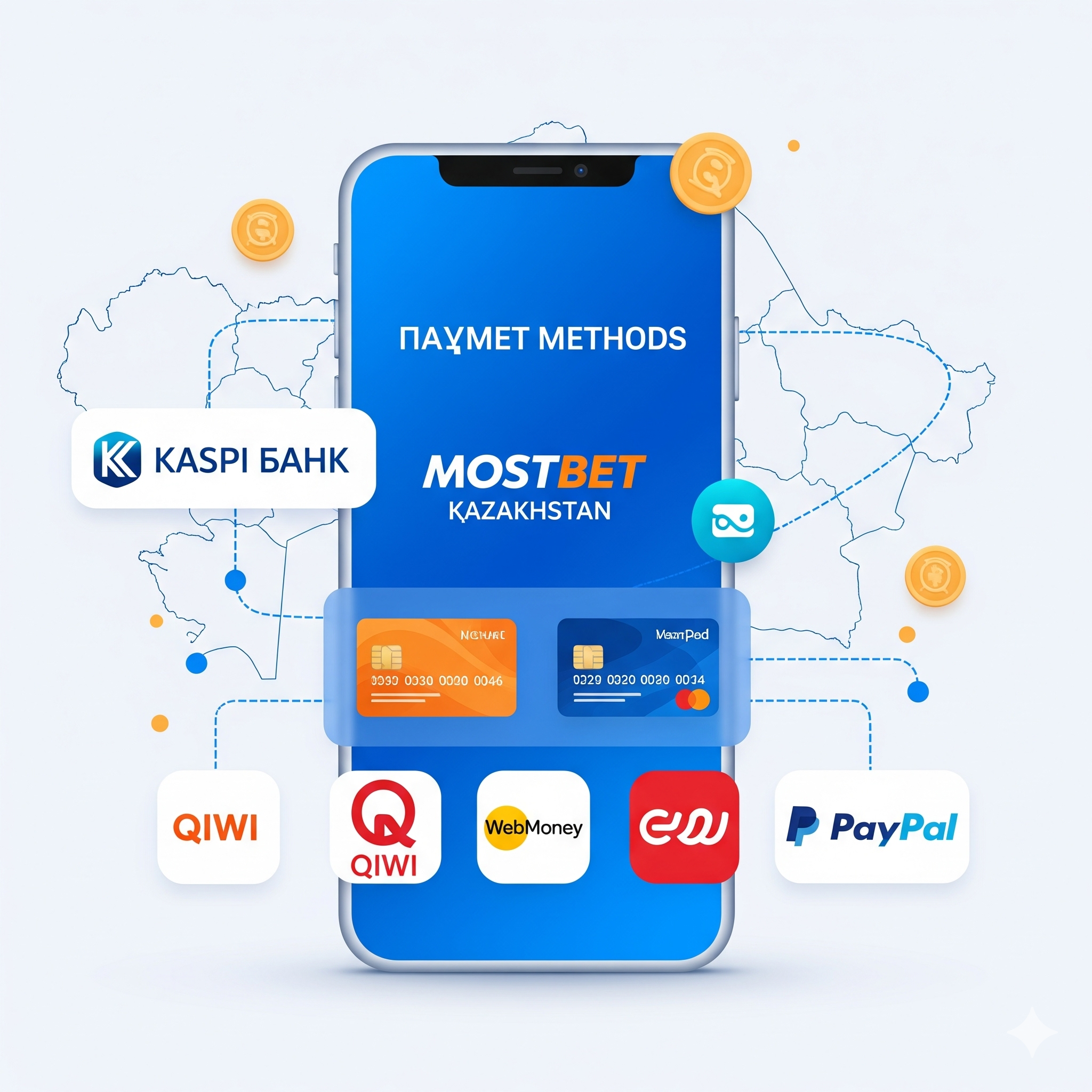 Способы оплаты Mostbet KZ - Kaspi Bank, карты, электронные кошельки