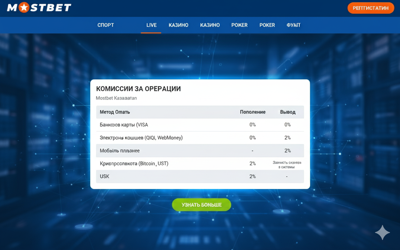 Commissions pour les opérations sur Mostbet France
