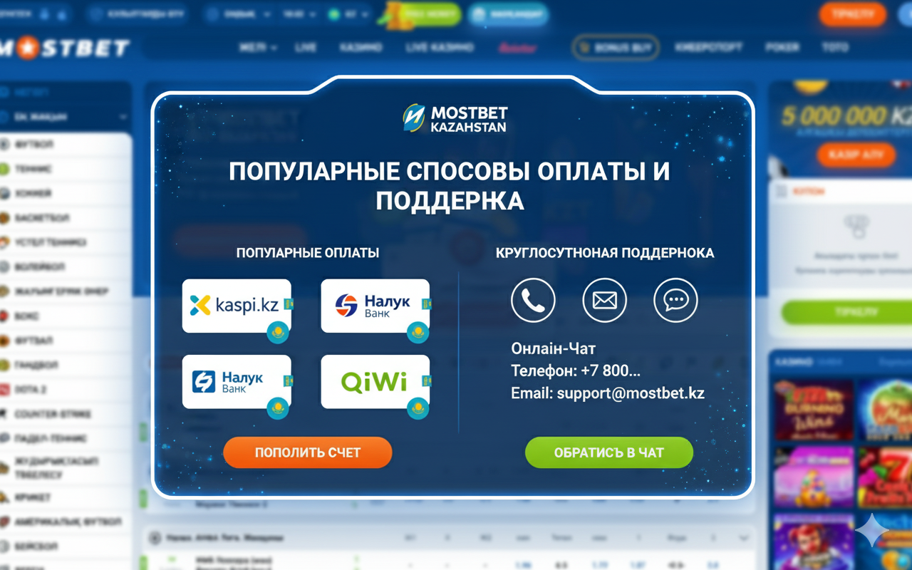 Популярные способы оплаты в Казахстане и поддержка Mostbet