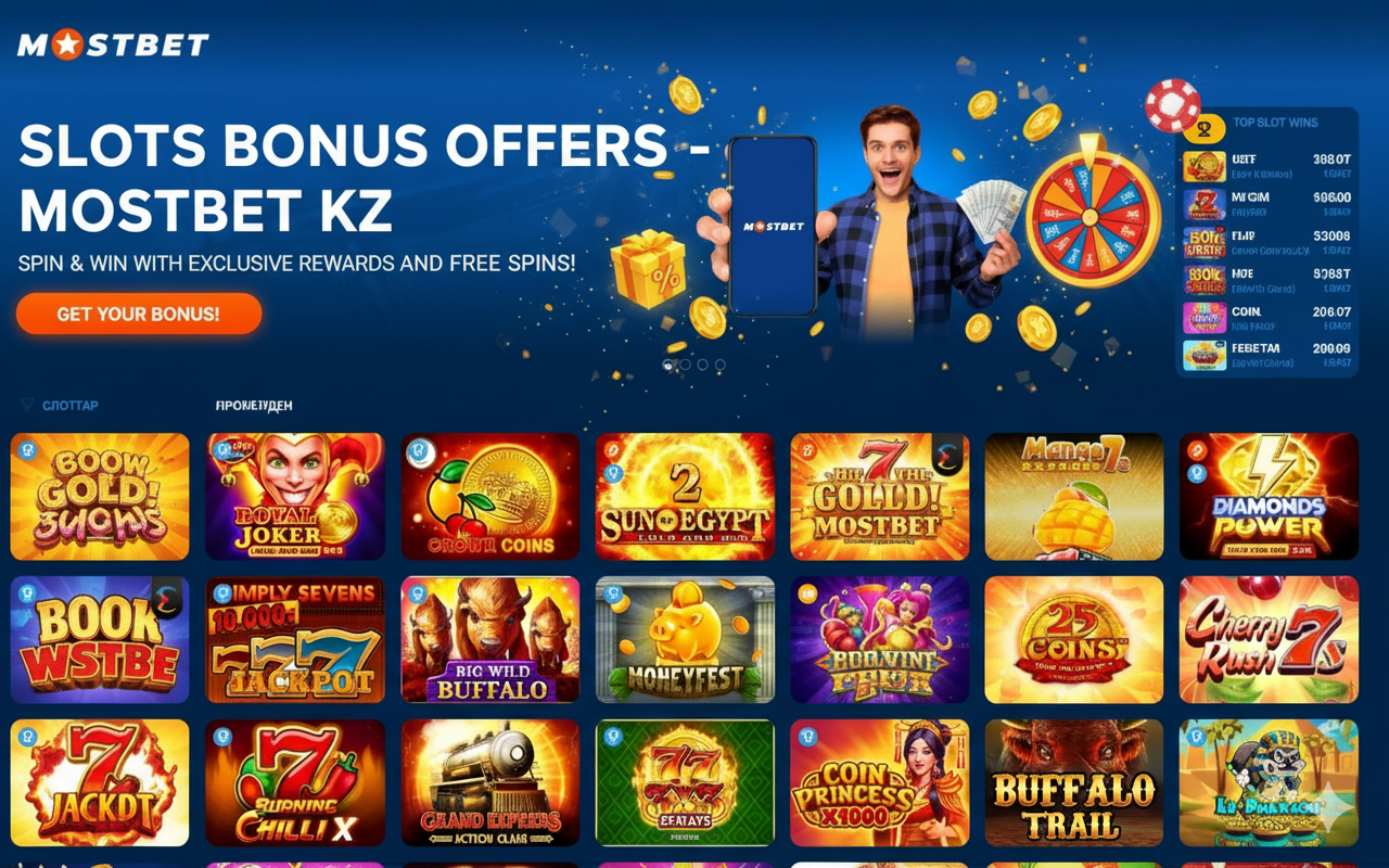 Бонусные предложения для игроков в слоты Mostbet KZ