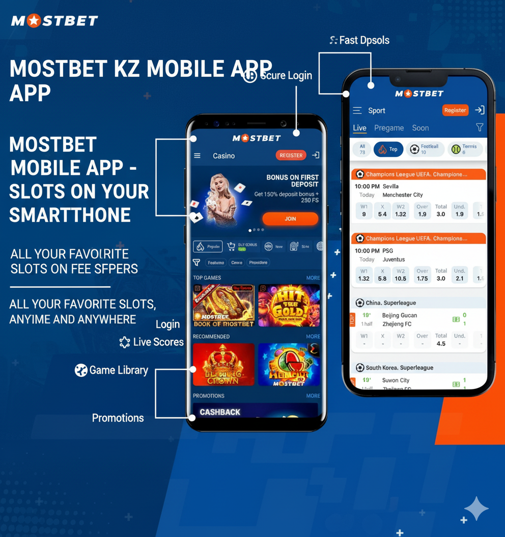 Мобильное приложение Mostbet KZ со слотами на смартфоне