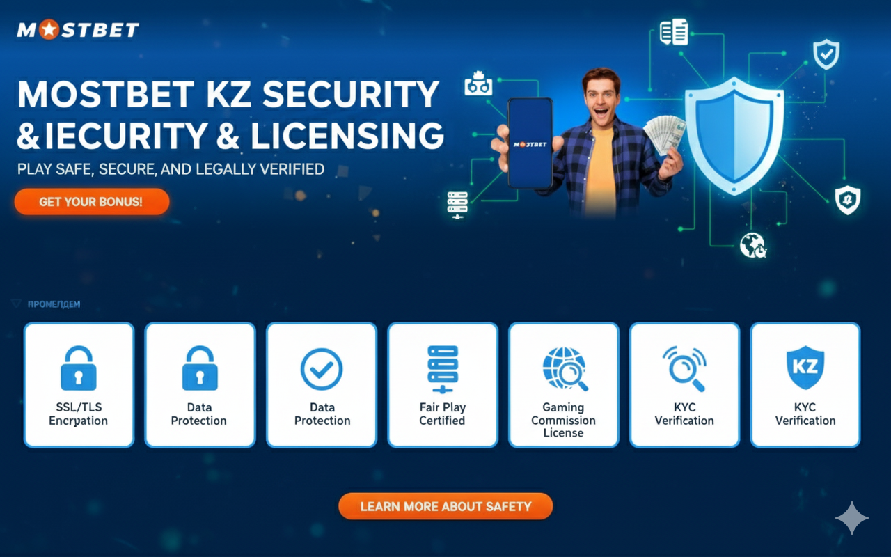 Система безопасности и лицензии для игроков Mostbet KZ