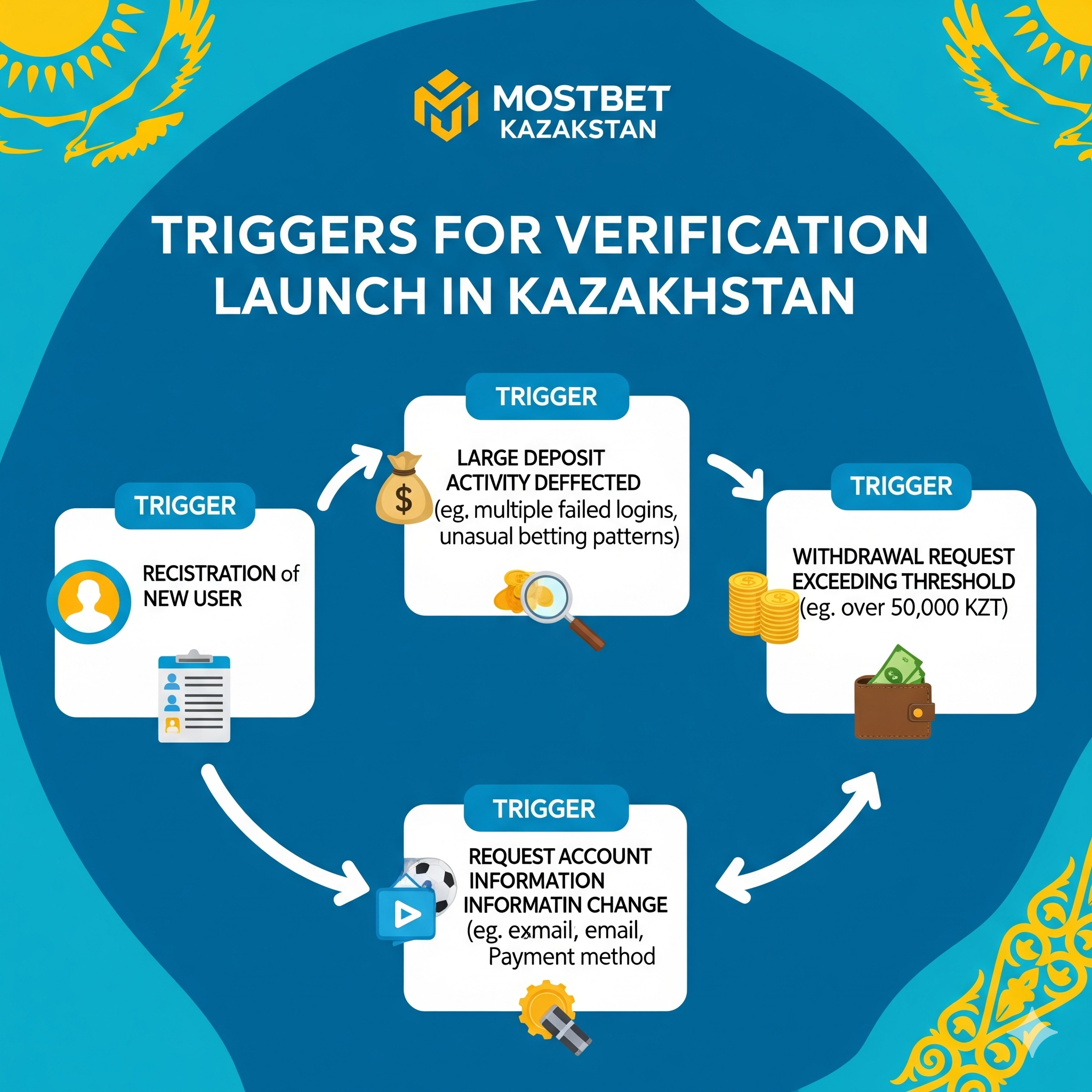 Триггеры запуска верификации в Mostbet KZ