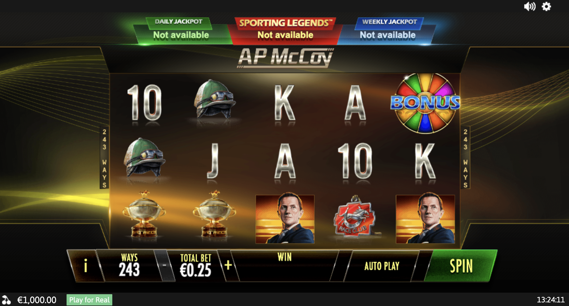 Horse racing symbols in the AP McCoy: Sporting Legends slot