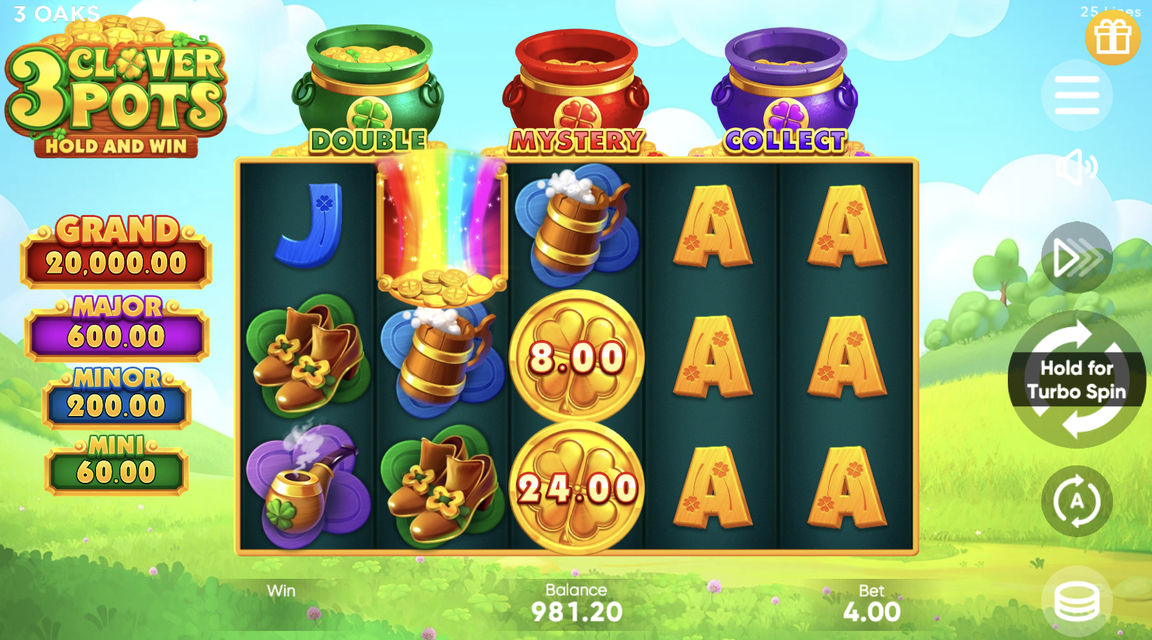 Hold and Win bonus feature in action with fixed symbols