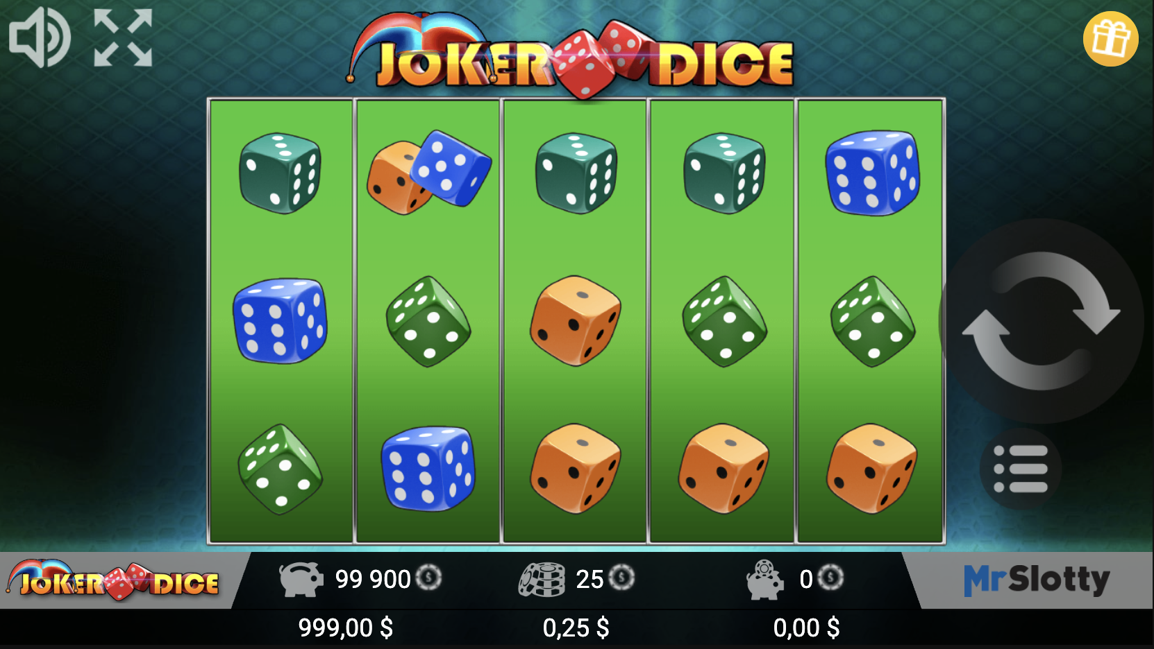 Joker Dice төлем кестесі, символдар және олардың құны