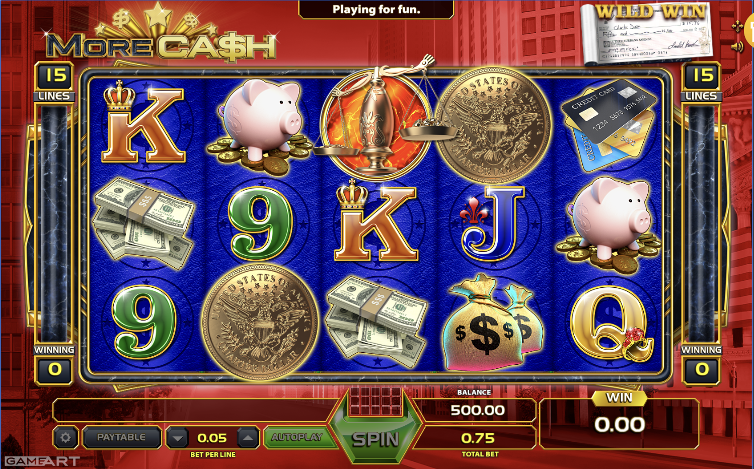 RTP range and payout distribution in More Cash from GameArt