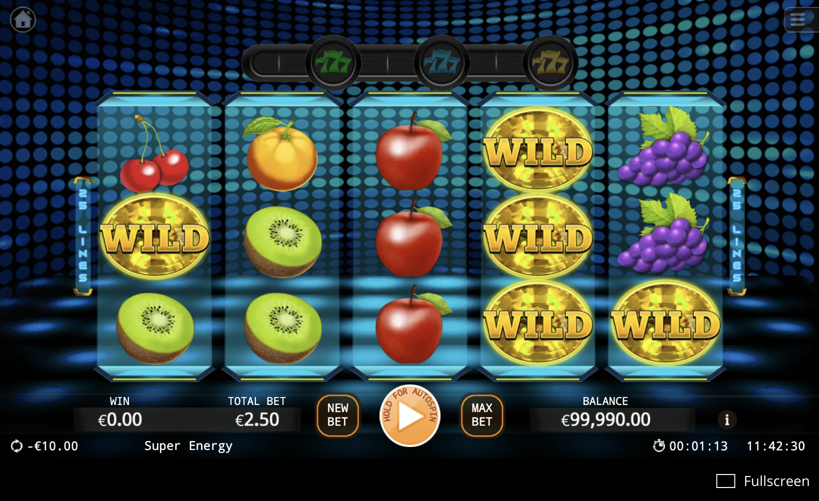 Super Energy respins feature with fixed stacked wilds