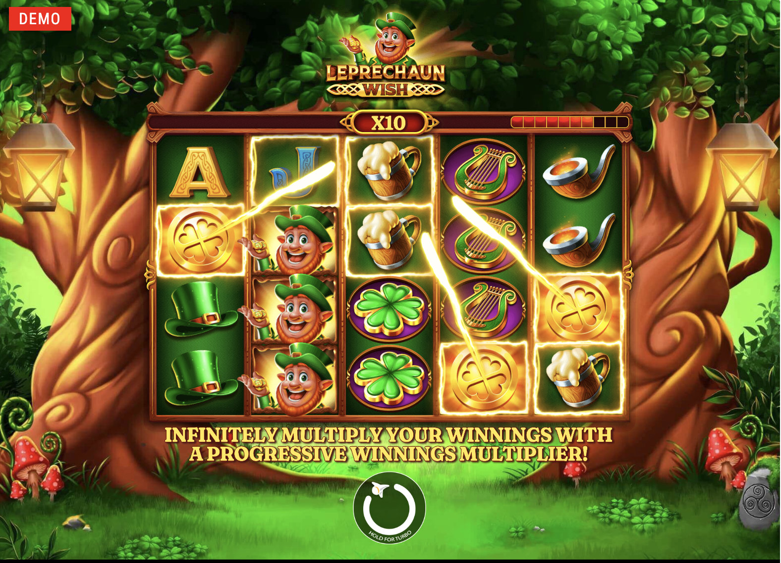 Главный экран Leprechaun Wish от Expanse Studios с ирландской тематикой лепрекона