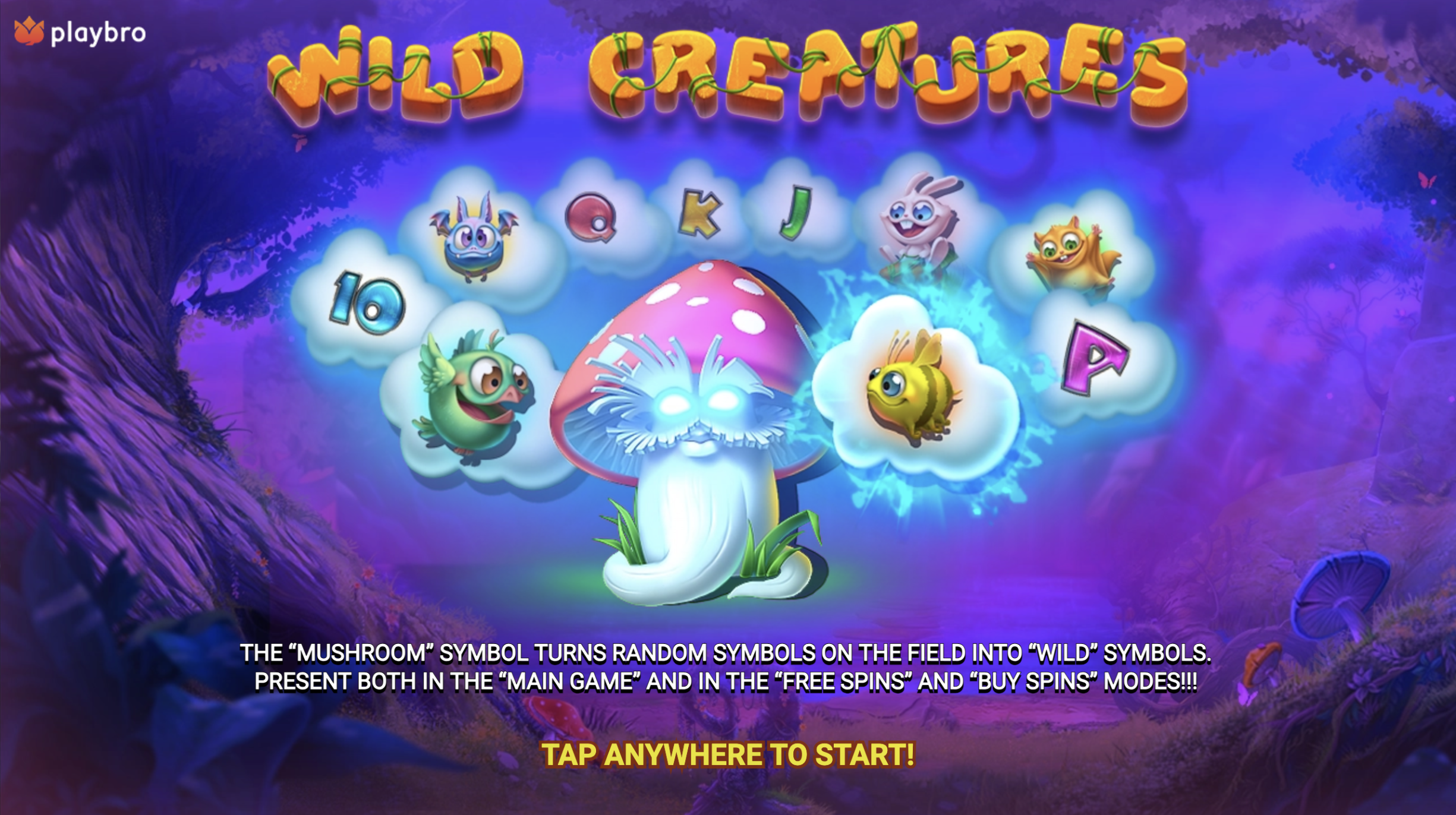 Main screen of Wild Creatures by Playbro with a wild animals theme