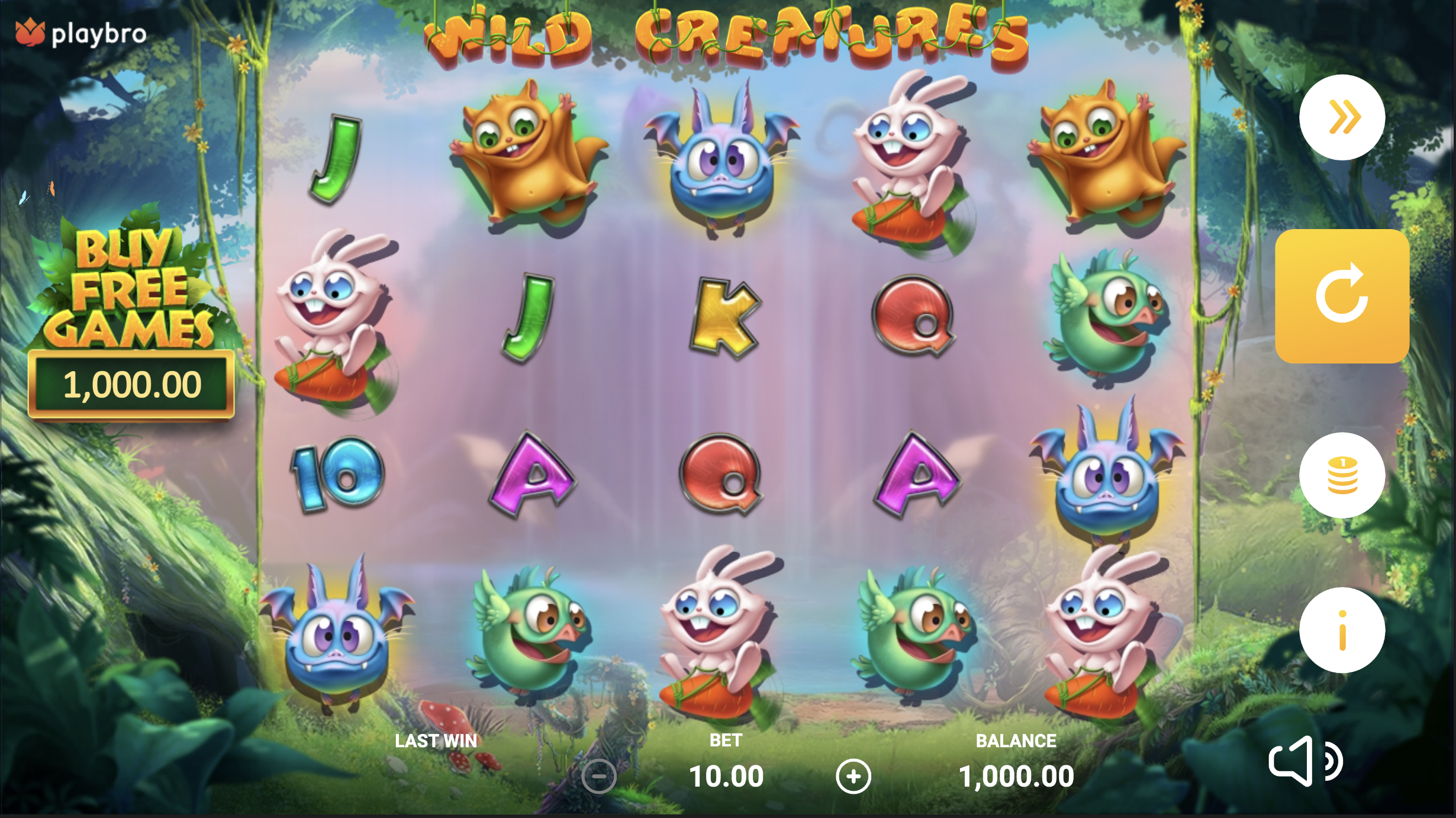 Wild animal symbols in Wild Creatures with a jungle theme