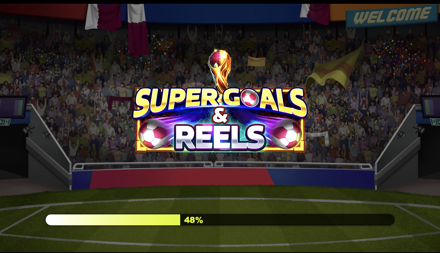 Главный экран Super Goals and Reels от Reevo с футбольной тематикой