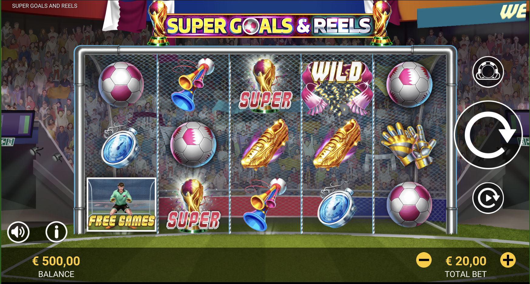 Футбольные символы Super Goals and Reels со стадионной атмосферой