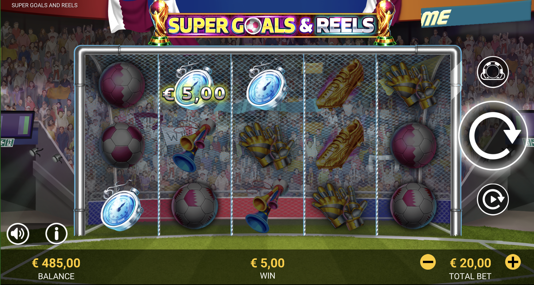 Средне-высокая волатильность Super Goals and Reels с игровым балансом