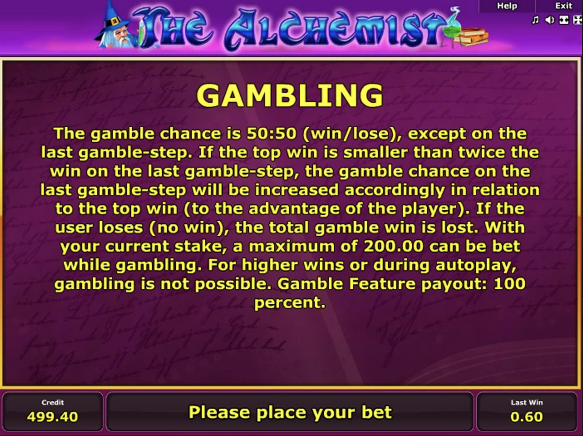 Guide and support for playing The Alchemist from PariPlay