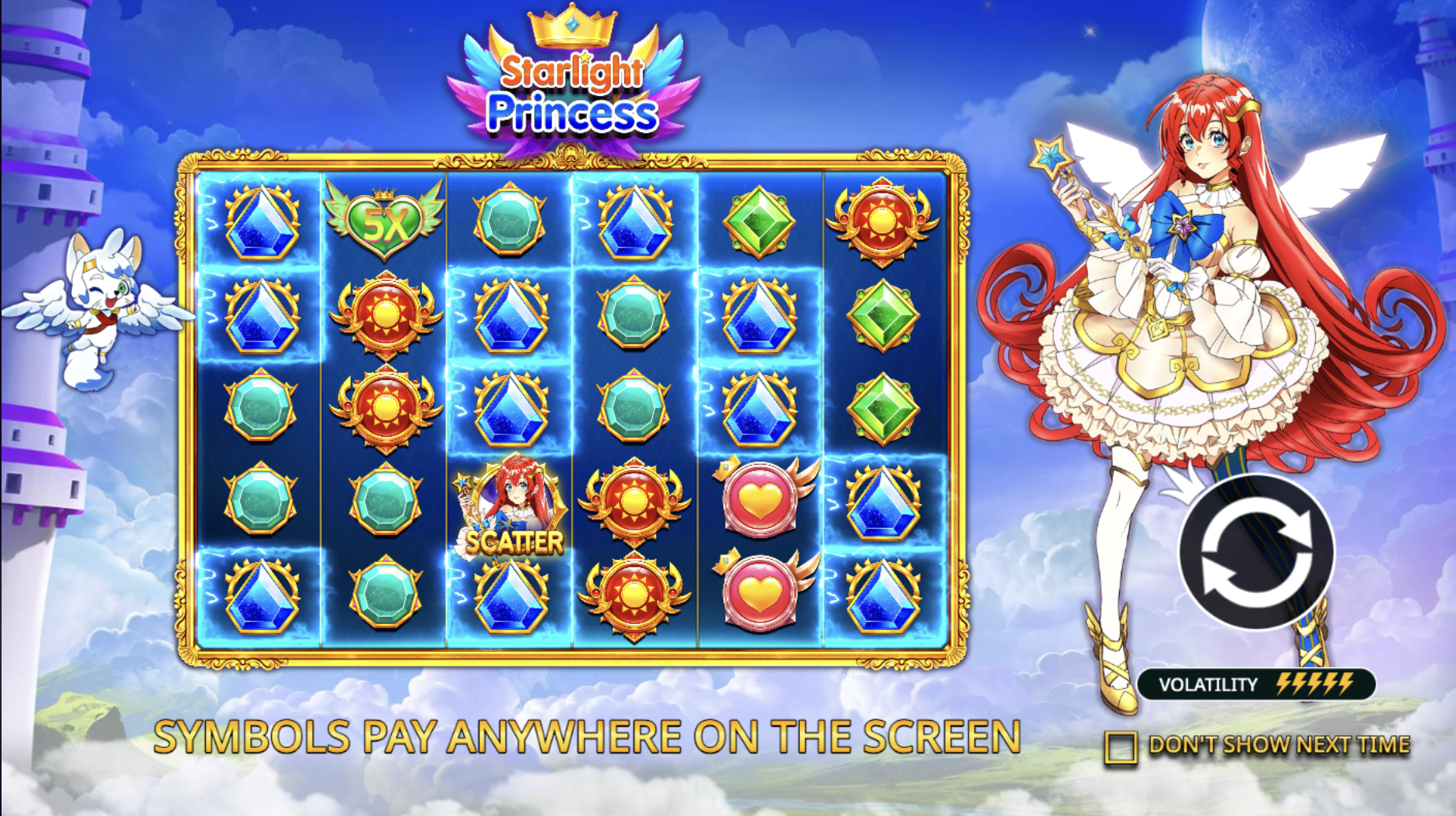 Starlight Princess slot with an anime princess and magical theme