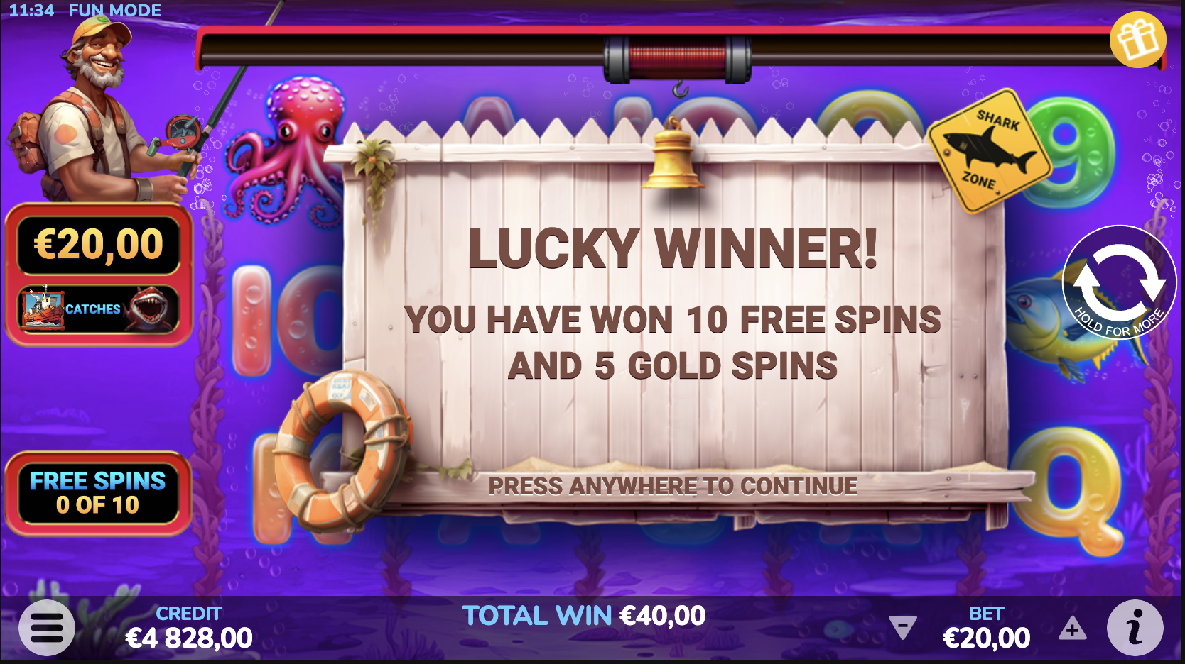 Shark Hunter slot demo mode for exploring features