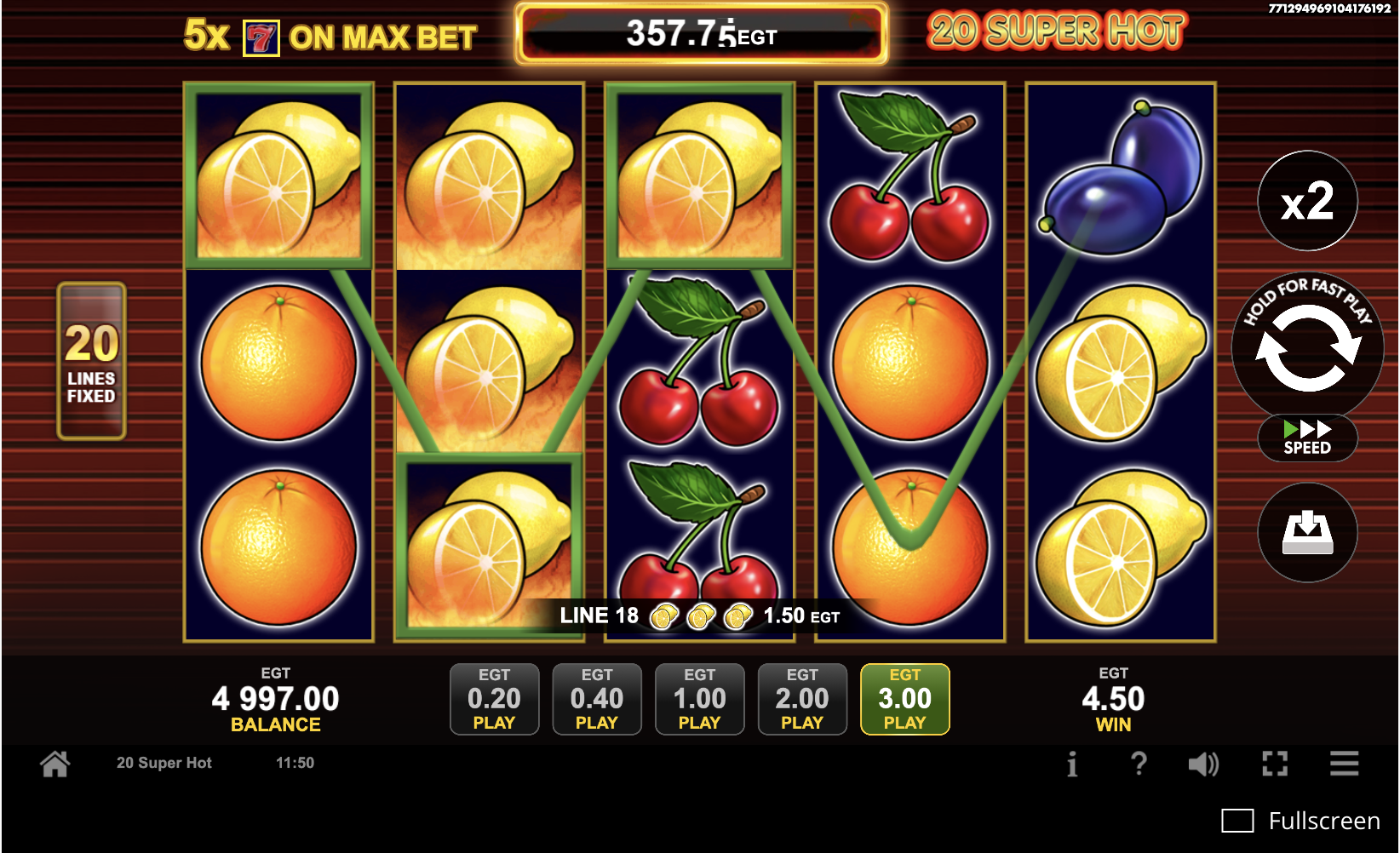 Low volatility and frequent wins in 20 Super Hot