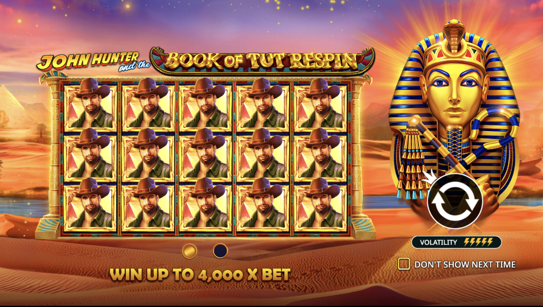 John Hunter and the Book of Tut Respin slot machine on Mostbet