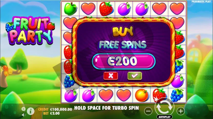 Cascade wins mechanic in the Fruit Party slot