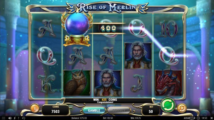Rise of Merlin slot interface at Mostbet Casino