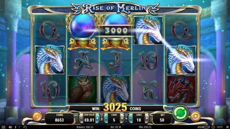 Rise of Merlin Paytable with Symbol Coefficients