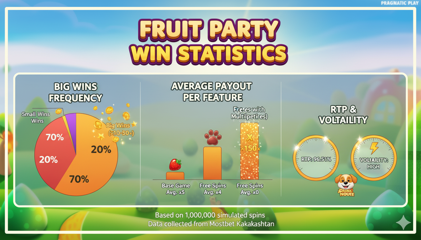 Winning statistics in the Fruit Party slot