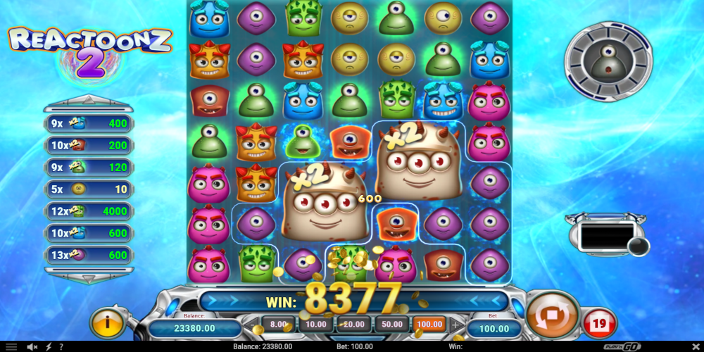 Reactoonz 2 slot game interface at Mostbet