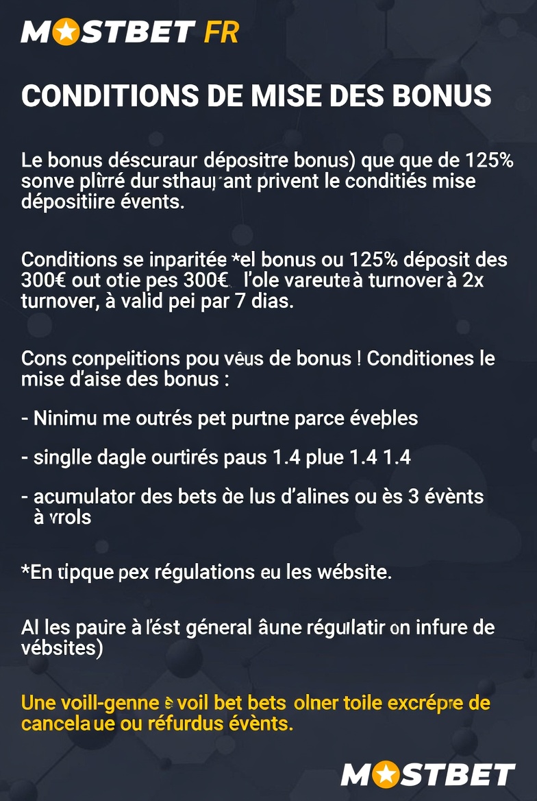 Conditions de mise des bonus Mostbet FR