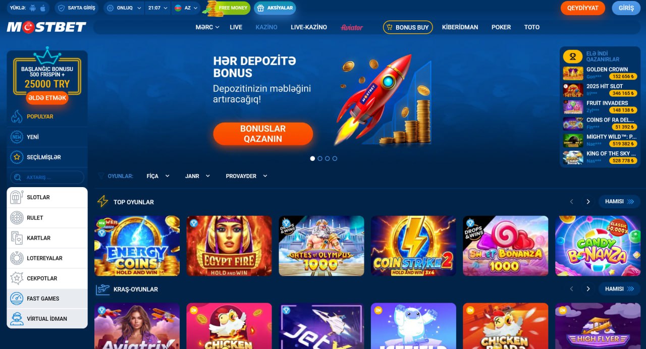 Mostbet AZ rəsmi saytı - kazino və bukmeker kontorunun əsas səhifəsi