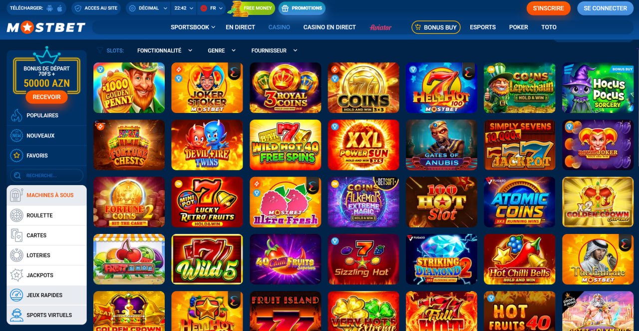 Mostbet AZ slotlarının oyun avtomatları ilə əsas səhifəsi