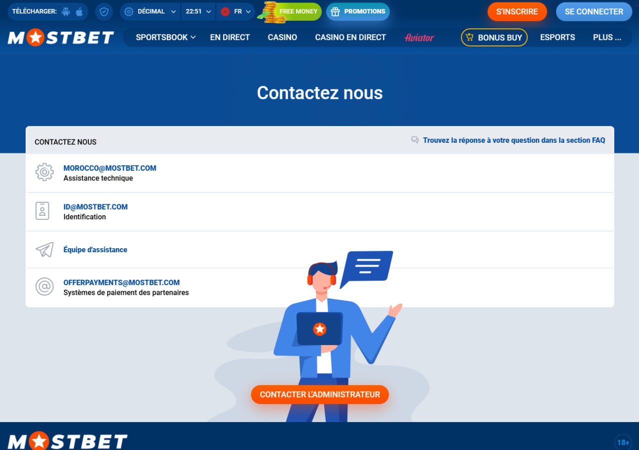 Moyens de contacter le service d'assistance de Mostbet en France