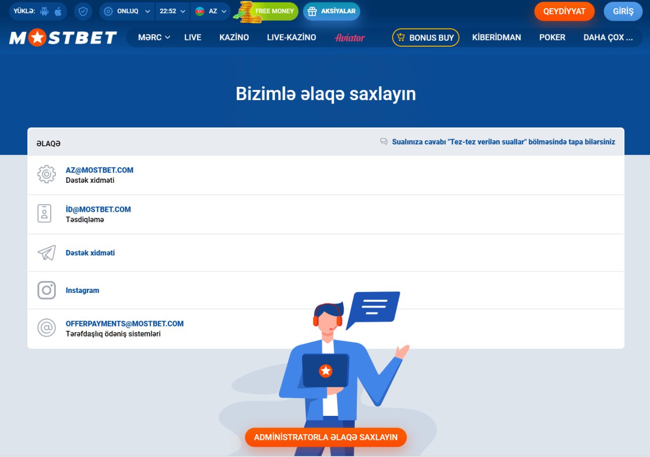 Mostbet AZ Dəstək xidməti - Azərbaycandan olan oyunçulara gecə-gündüz yardım